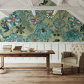Teal Botanicals Mural Wallpaper - room preview 02