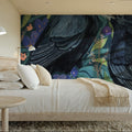 Two Crows on Flowers Mural Wallpaper - room preview 02