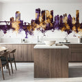 Fort Lauderdale Florida Skyline Purple & Gold Mural Wallpaper - room preview 02