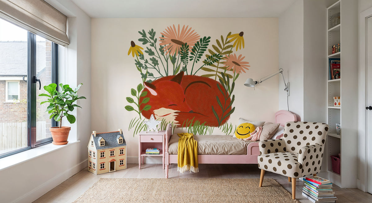 Sleeping Fox Mural Wallpaper - room preview 02