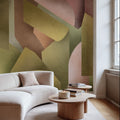 Chalky Geometrica, Spring Green & Rose Mural Wallpaper - room preview 02