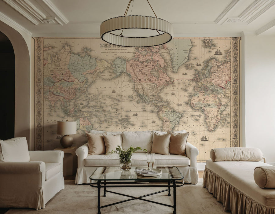World Map Wallpaper Mural – Map Wall Mural – Colton's World Map 1858