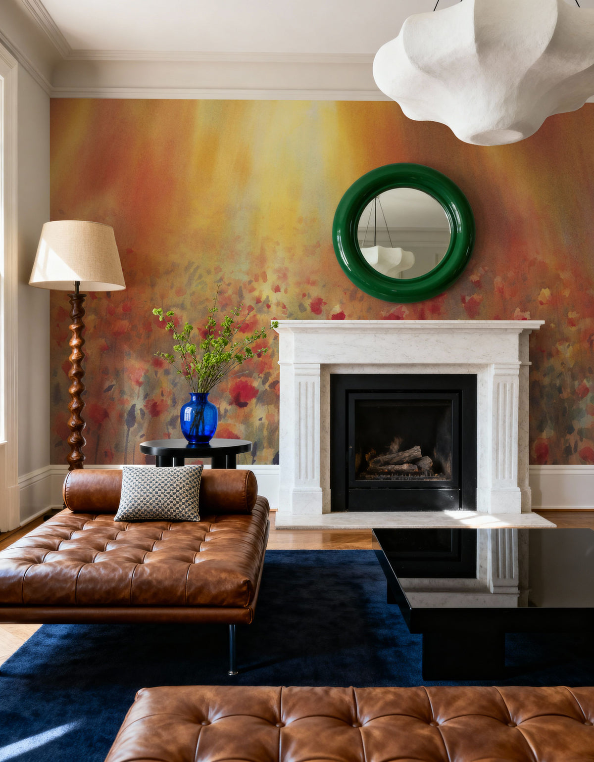Sunlit Poppy Field Mural Wallpaper - room preview 02