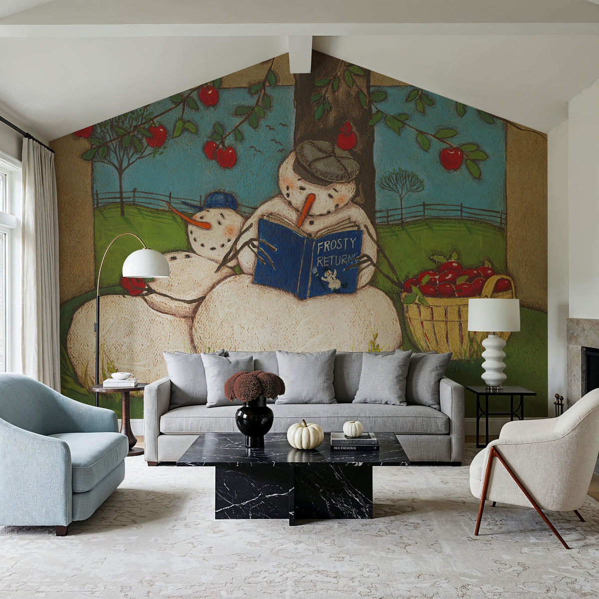 Seasonal Snowman IX Mural Wallpaper - room preview 02