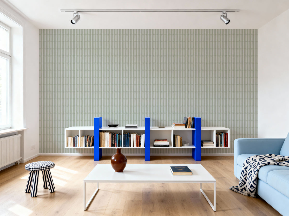 Bamboo Stripes, Mint Mural Wallpaper - room preview 02