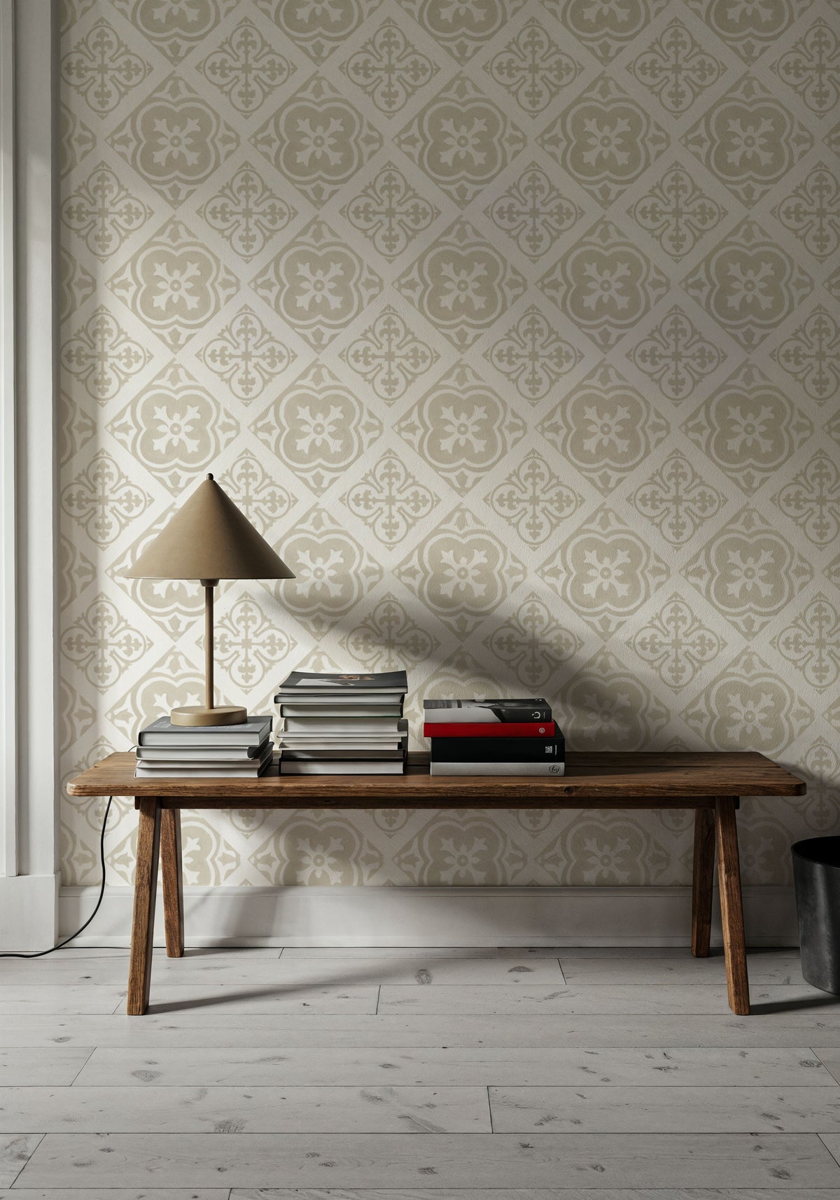 Tile It Up White Mural Wallpaper - room preview 02