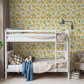 Mellow Lemons Blue Check Mural Wallpaper - room preview 02