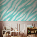 Watercolor Tiger Stripes, Turqouise Mural Wallpaper - room preview 02