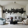 Pamplona Spain Skyline Black & White Mural Wallpaper - room preview 02