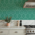 La Vida Flowers Blue Mural Wallpaper - room preview 02