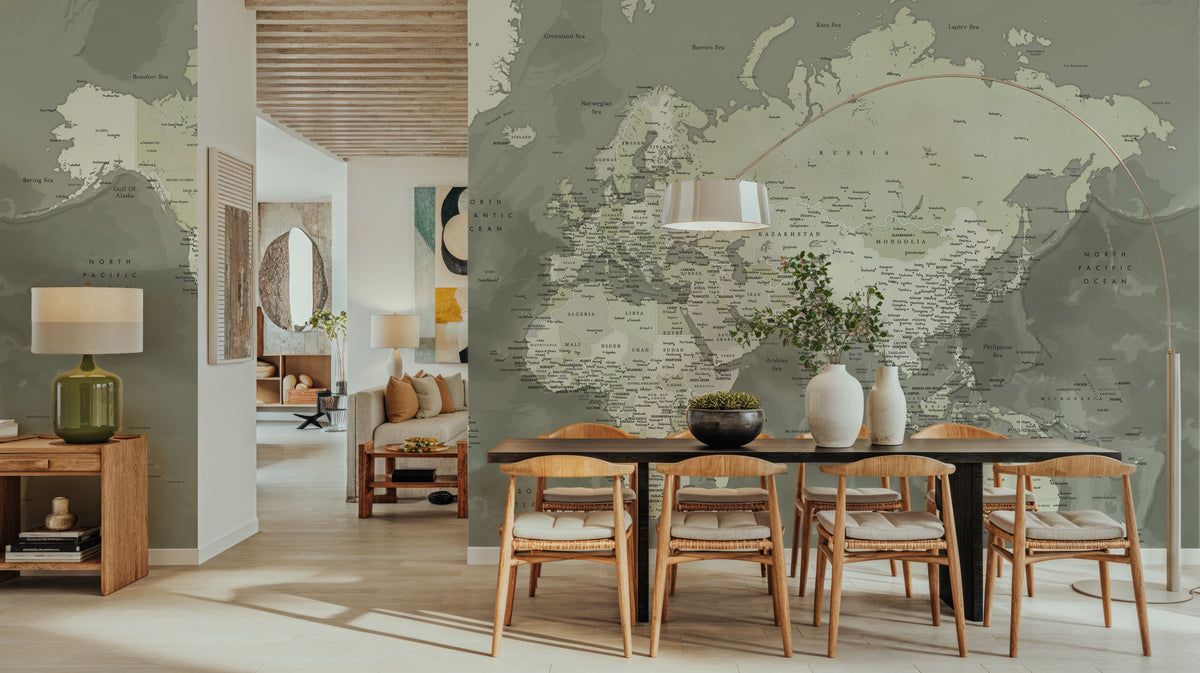 World Map Cities - Faolan Mural Wallpaper - room preview 02