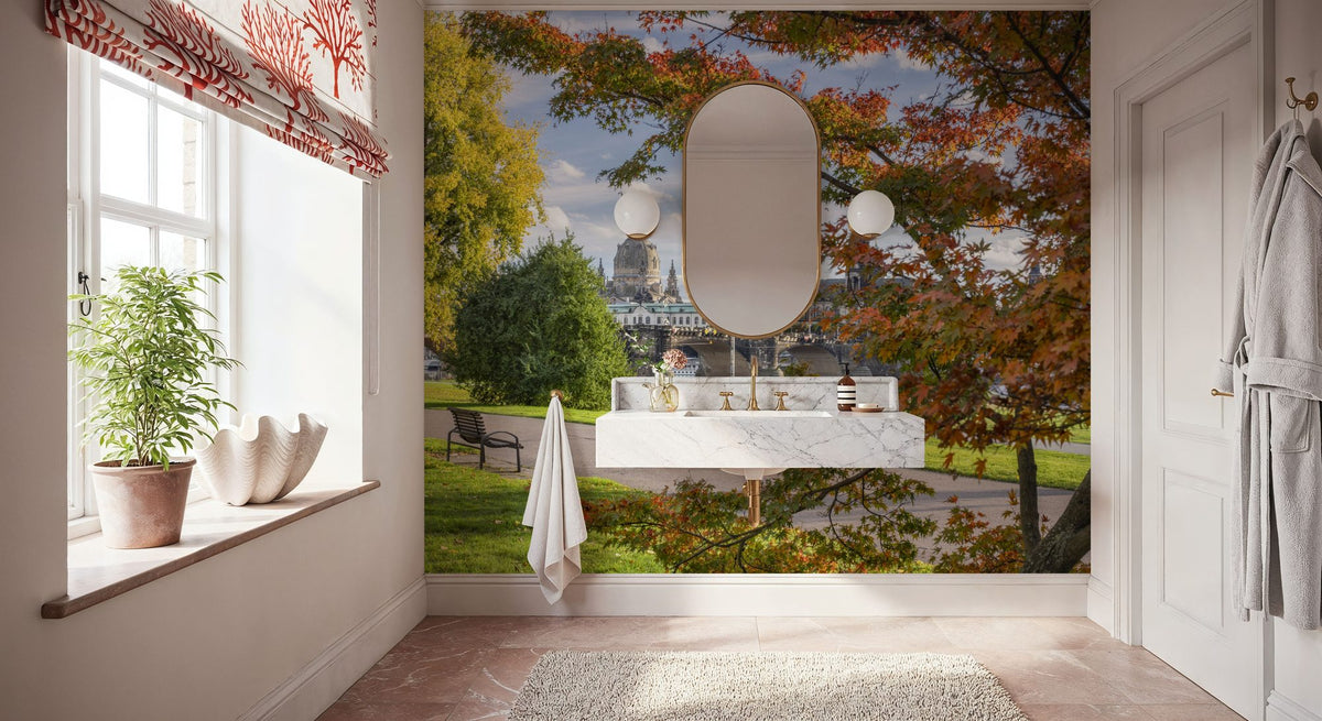 Autumn Bridge Walk Mural Wallpaper - room preview 02