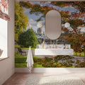 Autumn Bridge Walk Mural Wallpaper - room preview 02