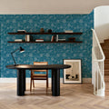 Kala Flowers White on Blue Mural Wallpaper - room preview 02