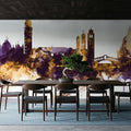 Venice Itay Skyline Purple & Gold Mural Wallpaper - room preview 02