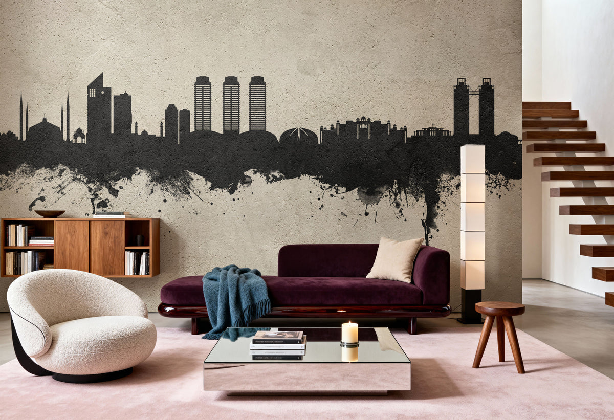 Islamabad Pakistan Skyline Concrete Mural Wallpaper - room preview 02