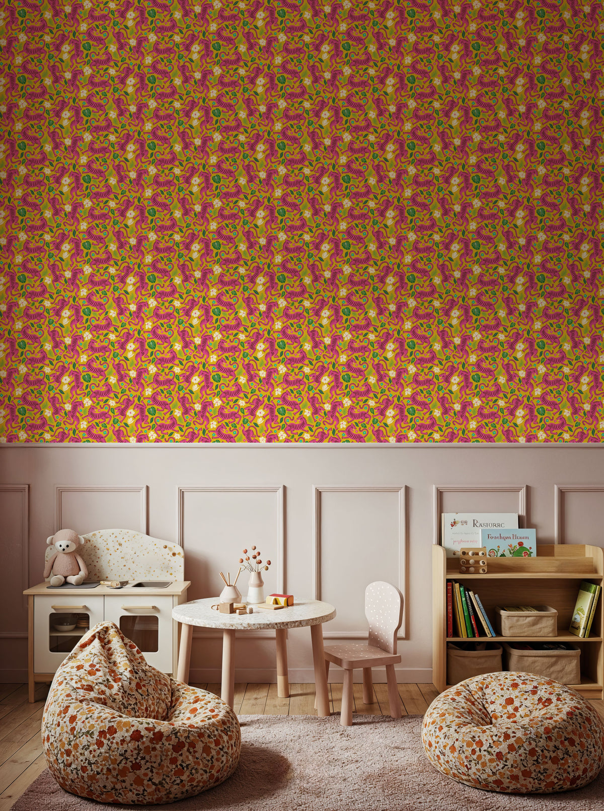 Tropical Tigers Mural Wallpaper - room preview 02