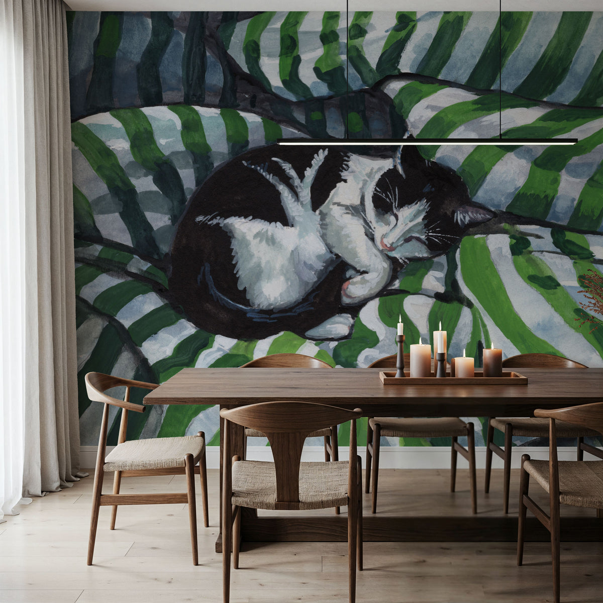 Tuxedo Cat Nap Mural Wallpaper - room preview 02