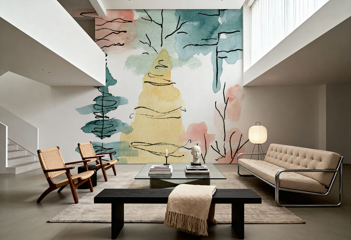 Happy Holiday Trees Mural Wallpaper - room preview 02