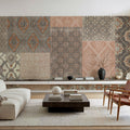 Venetian Patchwork I Orange Gray Mural Wallpaper - room preview 02