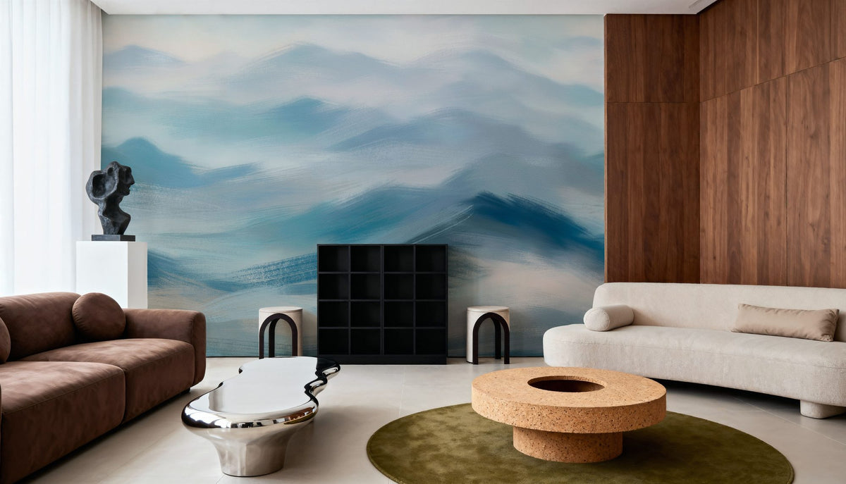 Foggy Mountains, Aqua Mural Wallpaper - room preview 02