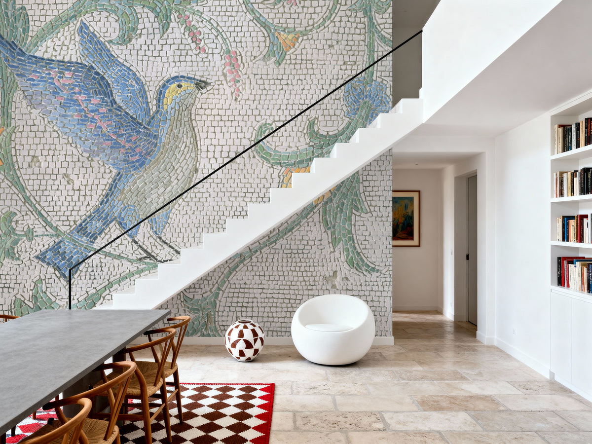 Mosaic Birds I Mural Wallpaper - room preview 02