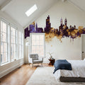Wintherthur Switzerland Skyline Purple & Gold Mural Wallpaper - room preview 02
