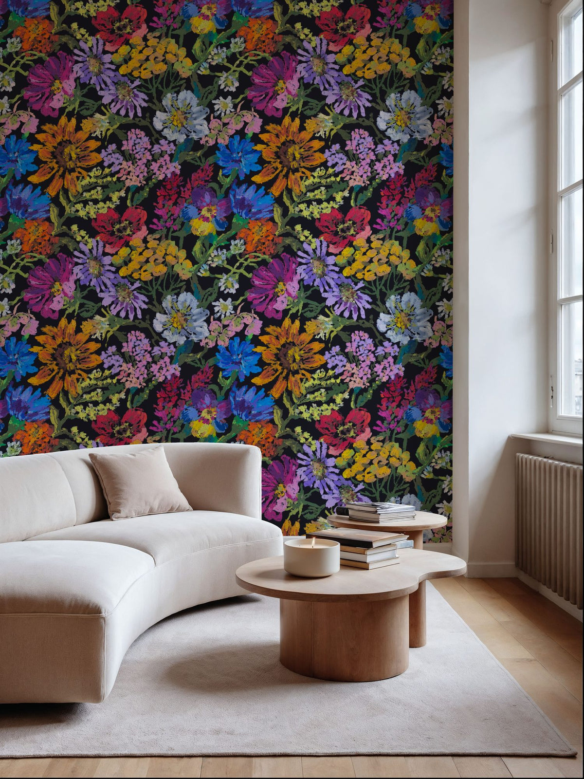 Meadow in Oil Pastel, Yellow Mural Wallpaper - room preview 02