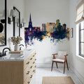 Solihull England Skyline Blue & Bronze Mural Wallpaper - room preview 02