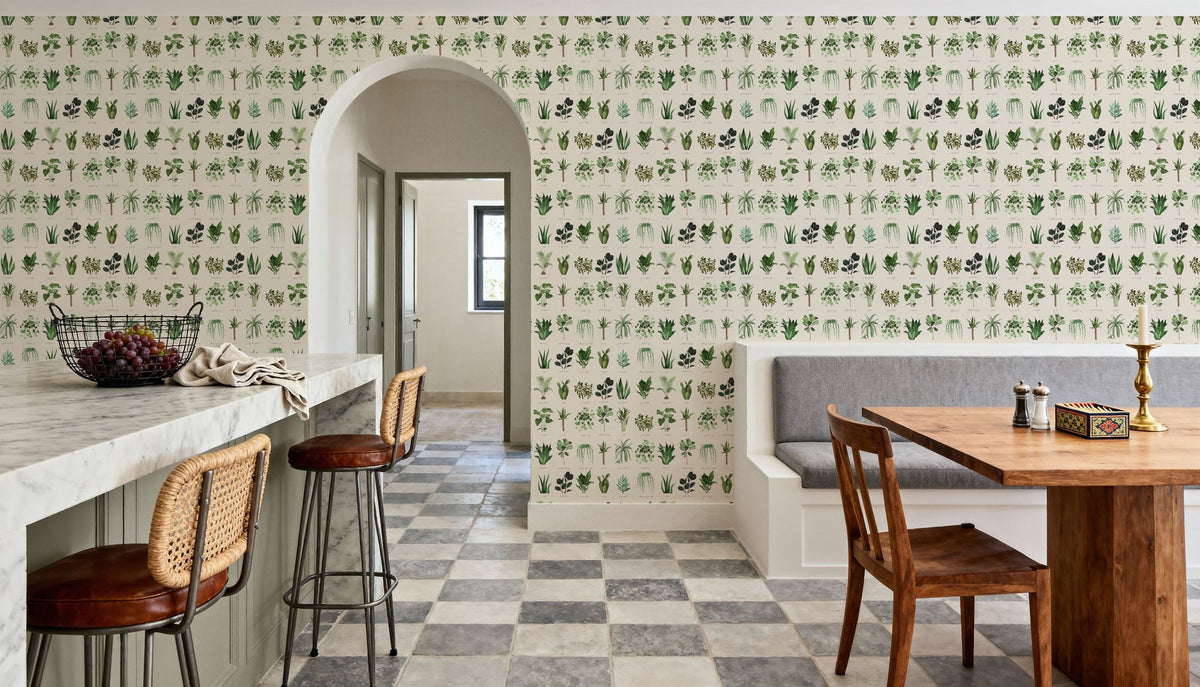 House Plant White Mural Wallpaper - room preview 02