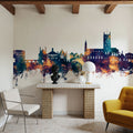 Tewkesbury England Skyline Blue & Bronze Mural Wallpaper - room preview 02