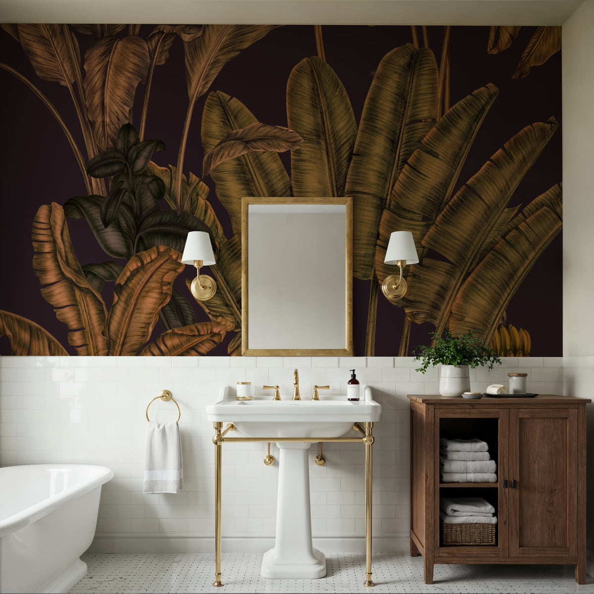 Banana Grove, Plum Mural Wallpaper - room preview 02