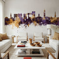 Ithaca New York Skyline Purple & Gold Mural Wallpaper - room preview 02