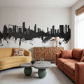 Honolulu Hawaii Skyline Black & White Mural Wallpaper - room preview 02
