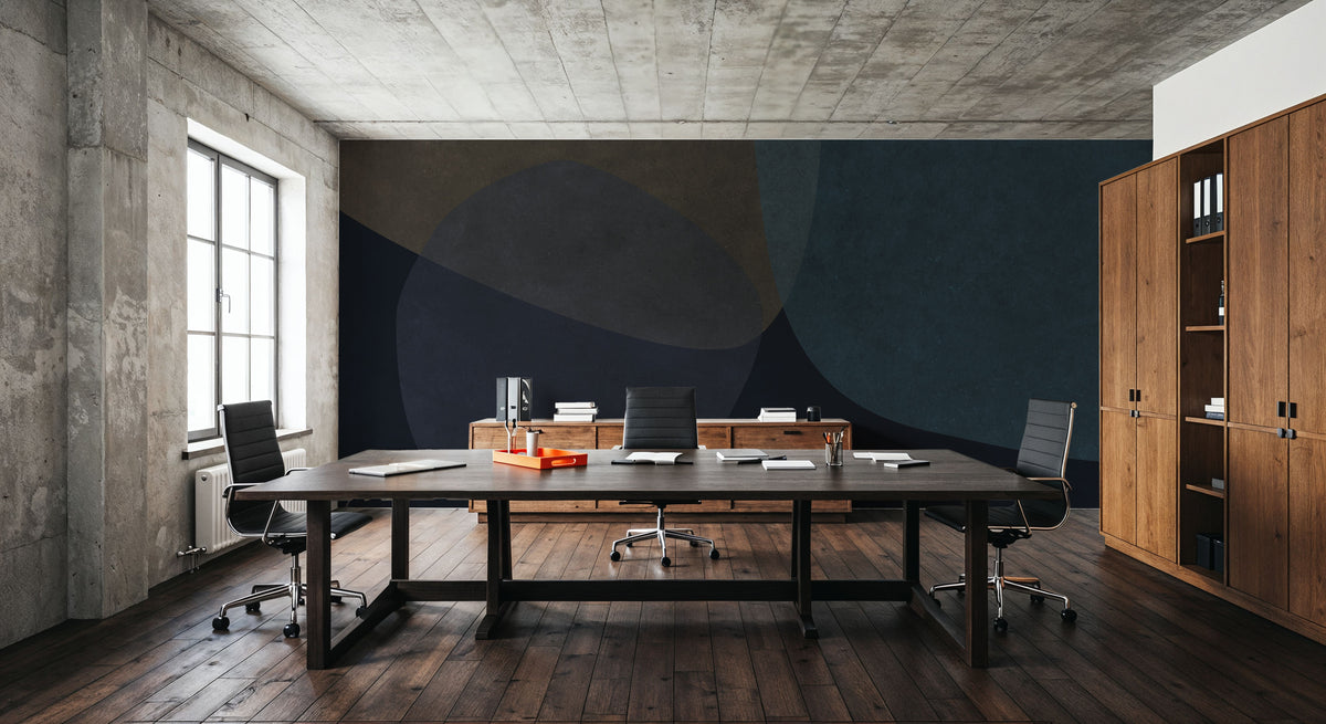 Embracing Shapes, Midnight Mural Wallpaper - room preview 02