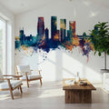 Dhaka Bangladesh Skyline Blue & Bronze Mural Wallpaper - room preview 02
