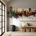 Salt Lake City Utah Skyline Purple & Gold Mural Wallpaper - room preview 02