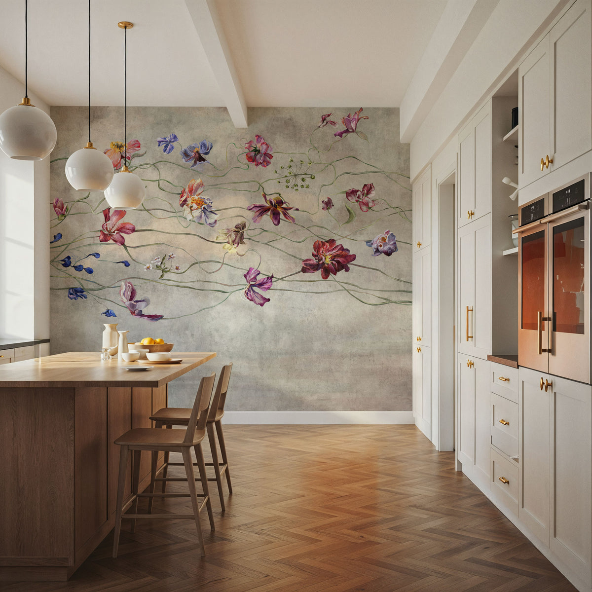 Twisted Flowers Mural Wallpaper - room preview 02