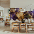 Oban Scotland Skyline Purple & Gold Mural Wallpaper - room preview 02