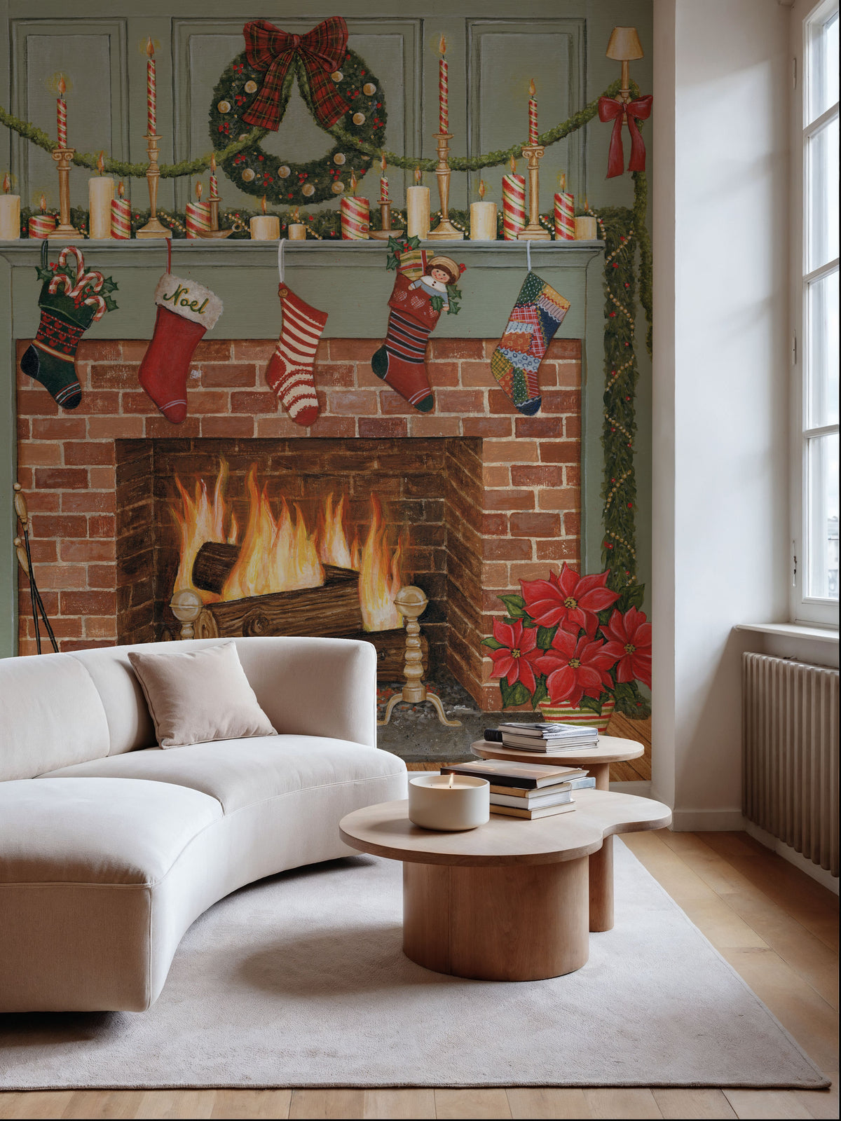 Home For the Holidays I Mural Wallpaper - Red Tone - room preview 02