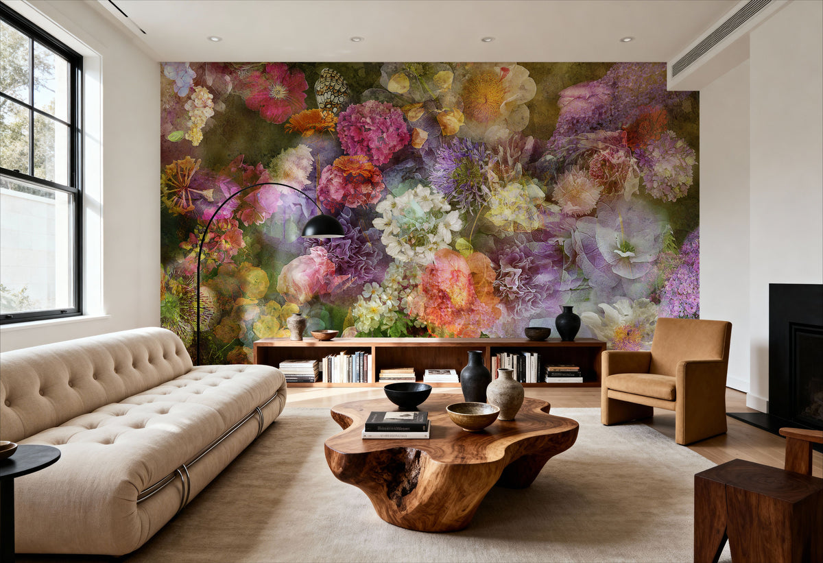 Floral Tapestry Mural Wallpaper - room preview 02