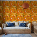 Homley Geometry, Orange Mural Wallpaper - room preview 02