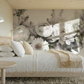 Peony Melody Green and Purple Mural Wallpaper - room preview 02