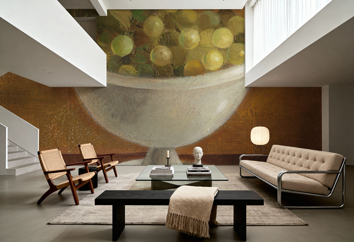 Grapes in Old Bowl Mural Wallpaper - room preview 02