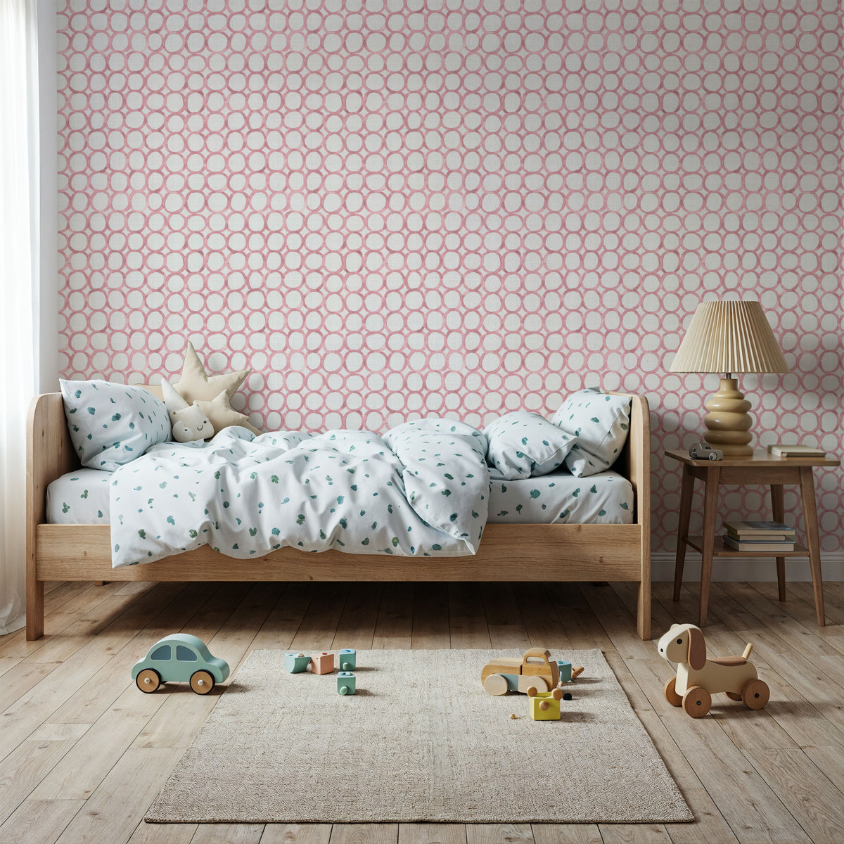 Mixed Red Circles Mural Wallpaper - room preview 02