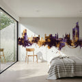 Karachi Pakistan Skyline Purple & Gold Mural Wallpaper - room preview 02