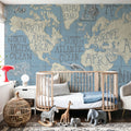 Mythical Map I Blue Mural Wallpaper - room preview 02