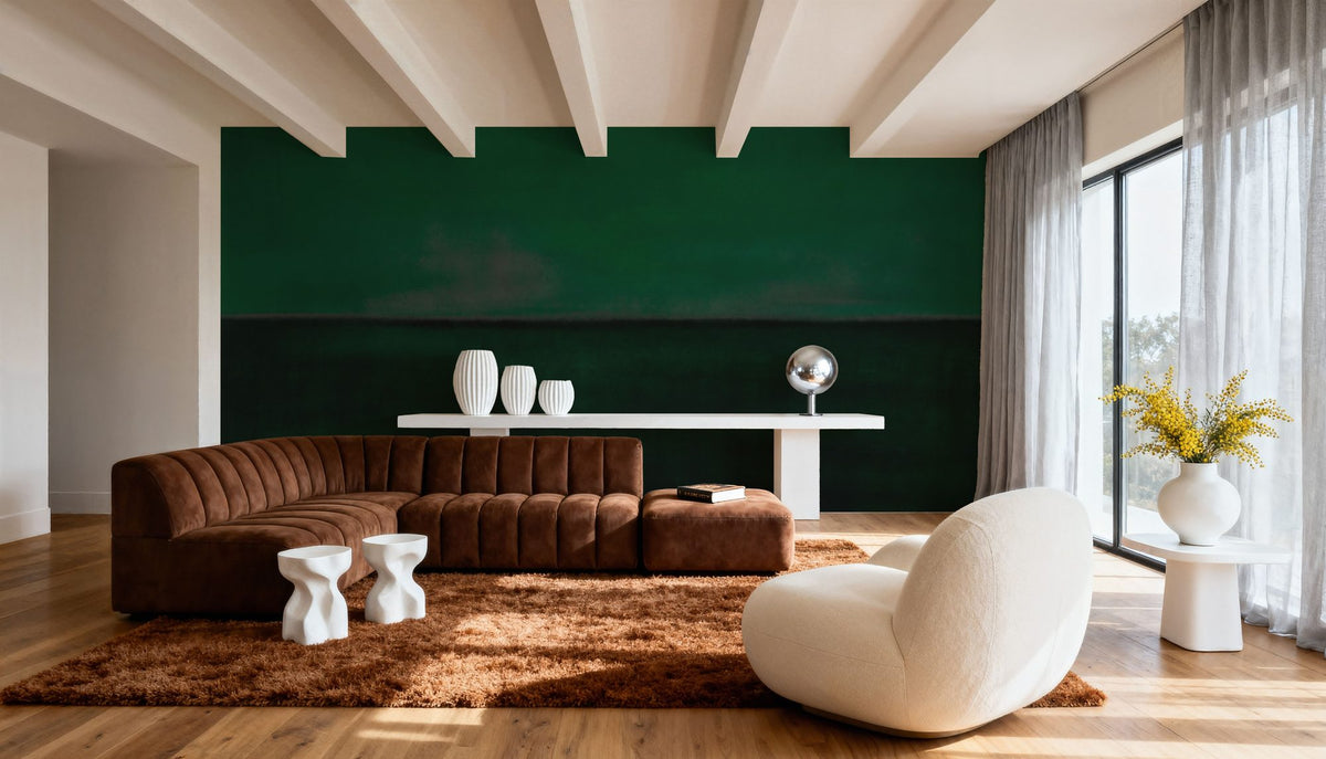 Green Horizon, Watercolor Mural Wallpaper - room preview 02