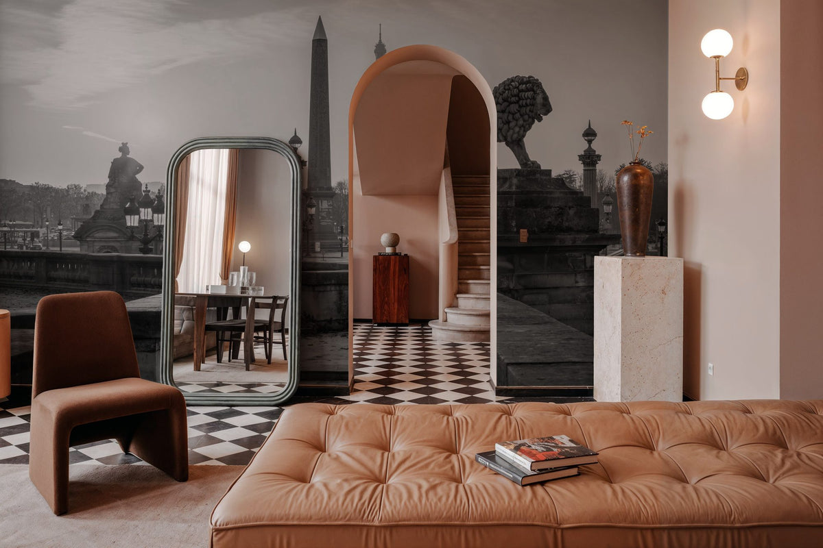 Place De La Concorde At Sunset BW Mural Wallpaper - room preview 02