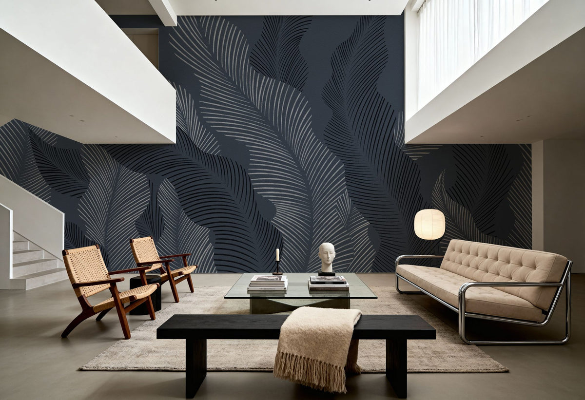 Foliage Flow, Midnight Mural Wallpaper - room preview 02
